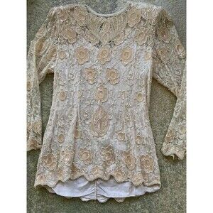 Vintage Judith Ann Sz Medium 1920s Style Beaded  Sequin Blouse Retro Party Top